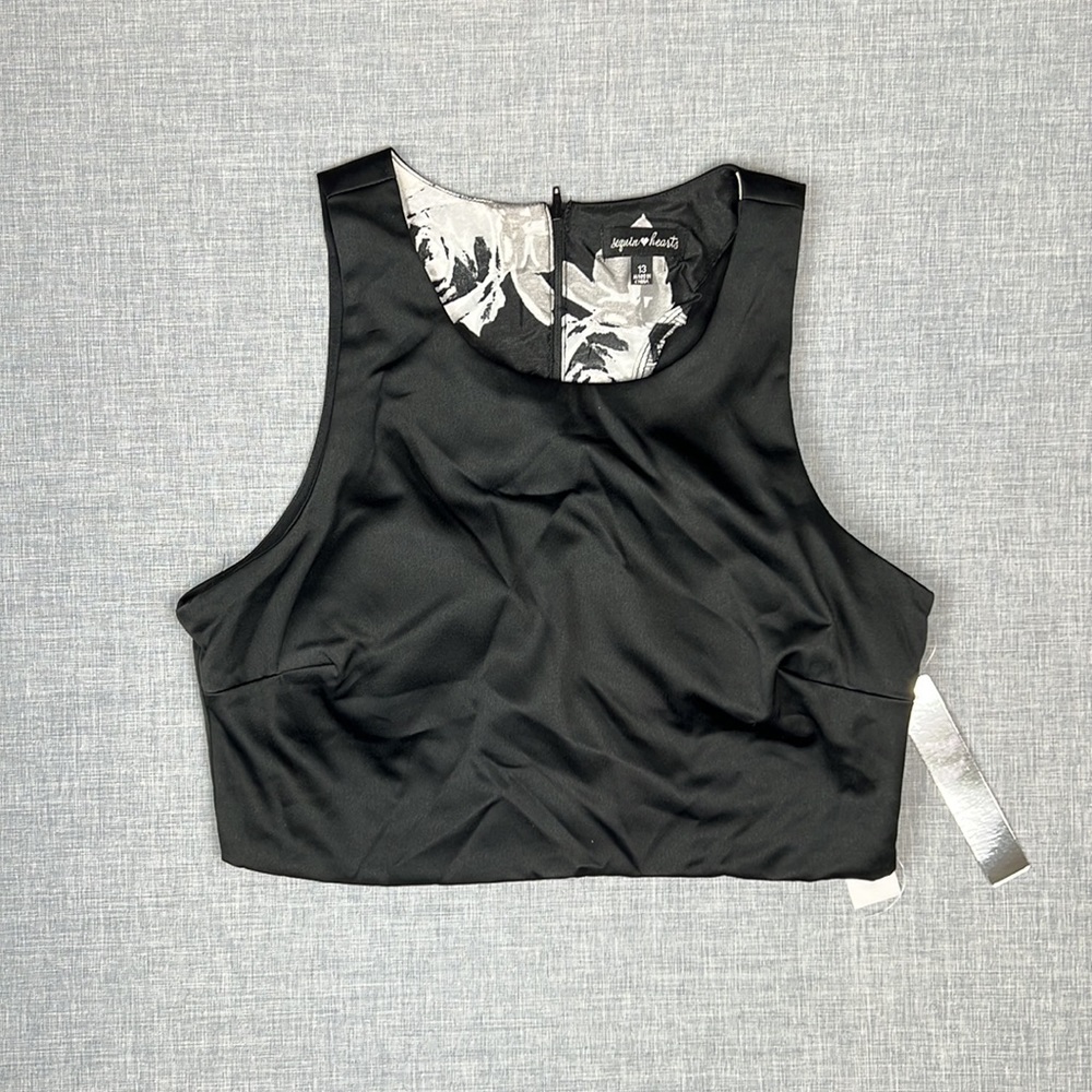 Sequin Hearts Black & White Floral Print Two Piece Dress Juniors Size 13 - Picture 3 of 8